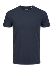 Jack & Jones Erkek Bisiklet Yaka Basıc Tişört - Basıc -Navy Blue - 12058529