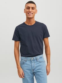 Jack & Jones Erkek Bisiklet Yaka Basıc Tişört - Basıc -Navy Blue - 12058529