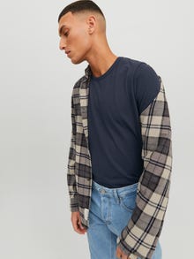 Jack & Jones Erkek Bisiklet Yaka Basıc Tişört - Basıc -Navy Blue - 12058529