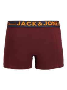 Jack & Jones Erkek 3'lü Düz Renk Boxer Paketi -Burgundy - 12113943