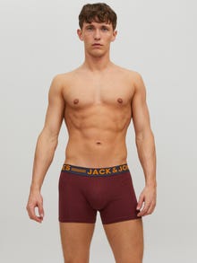 Jack & Jones Erkek 3'lü Düz Renk Boxer Paketi -Burgundy - 12113943