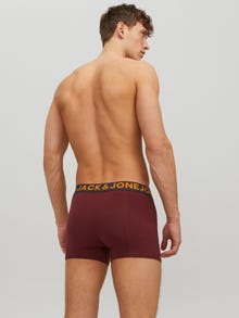 Jack & Jones Erkek 3'lü Düz Renk Boxer Paketi -Burgundy - 12113943