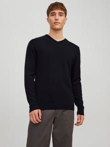 Jack & Jones Erkek V Yaka Triko - Basıc -Black - 12137194