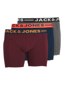 Jack & Jones 3'lü Boxer Paketi-Lichfield -Burgundy - 12147592