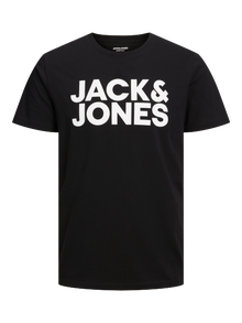 Jack & Jones Bisiklet Yaka Logo Baskılı Tişört-Corplogo -Black - 12151955