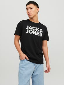 Jack & Jones Bisiklet Yaka Logo Baskılı Tişört-Corplogo -Black - 12151955