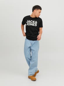 Jack & Jones Bisiklet Yaka Logo Baskılı Tişört-Corplogo -Black - 12151955