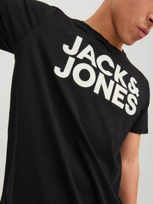 Jack & Jones Bisiklet Yaka Logo Baskılı Tişört-Corplogo -Black - 12151955