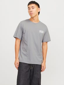 Jack & Jones Bisiklet Yaka Logo Baskılı Tişört-Corplogo -Ultimate Grey - 12151955