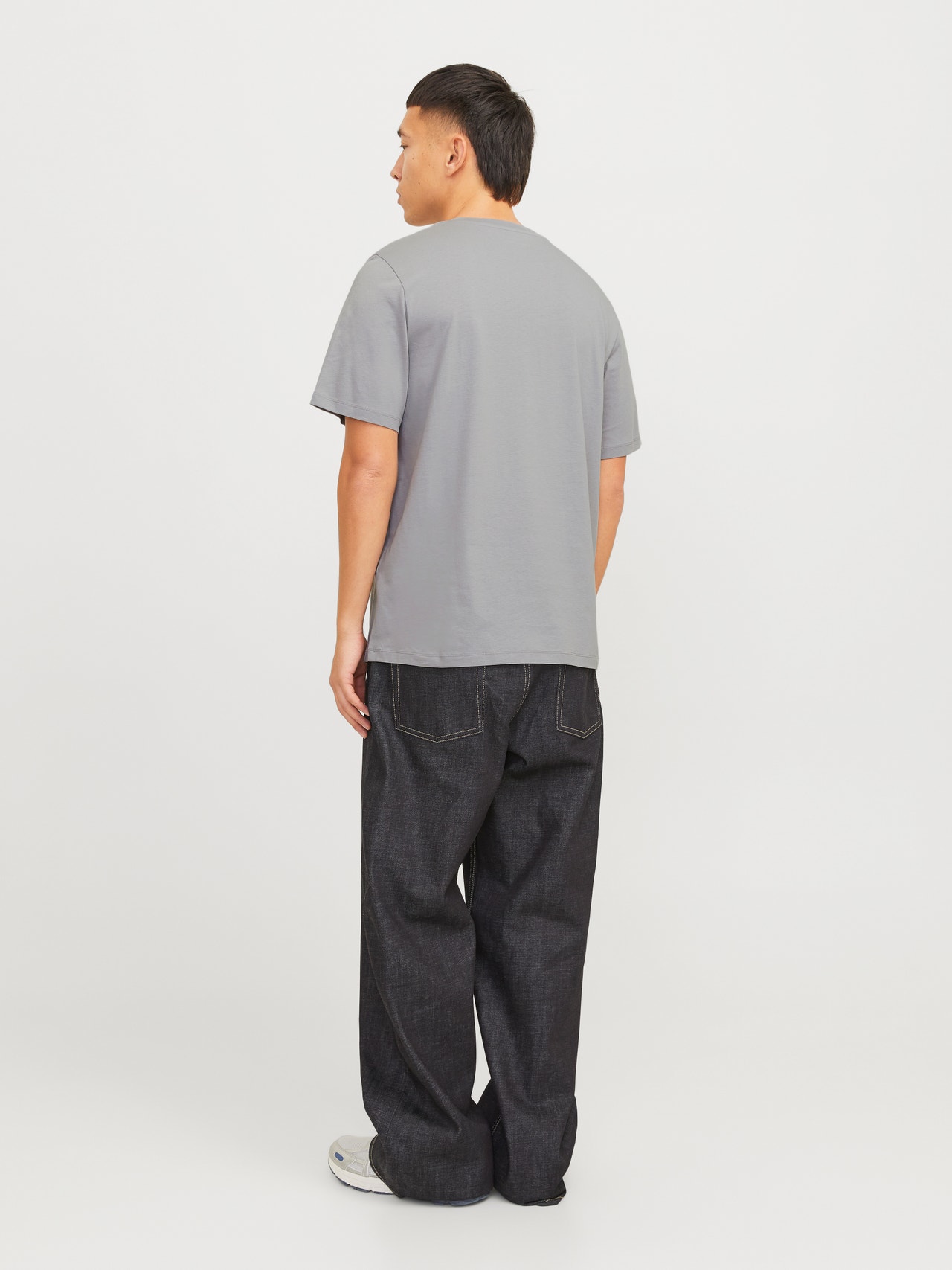 Jack & Jones Bisiklet Yaka Logo Baskılı Tişört-Corplogo -Ultimate Grey - 12151955