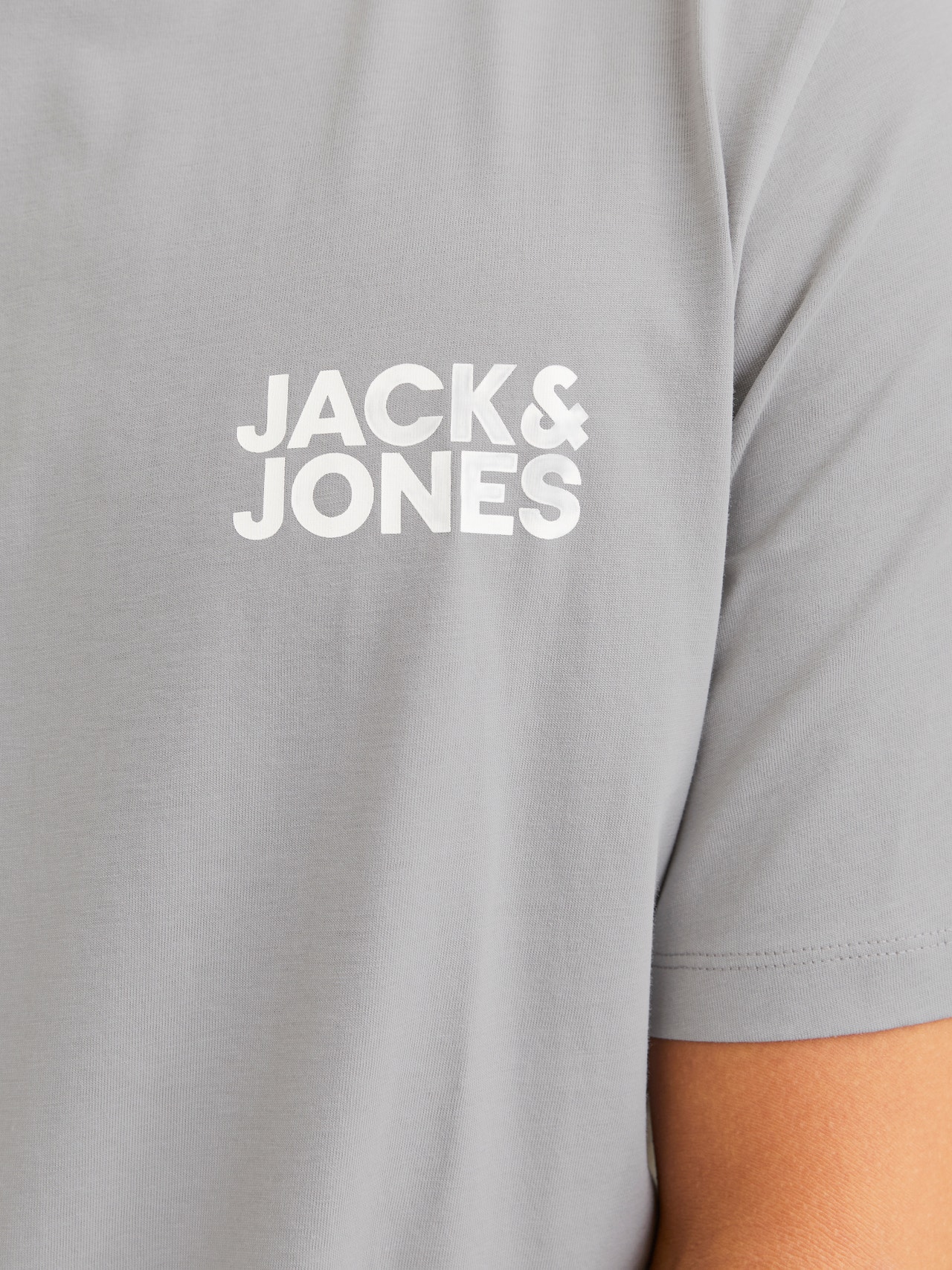 Jack & Jones Bisiklet Yaka Logo Baskılı Tişört-Corplogo -Ultimate Grey - 12151955