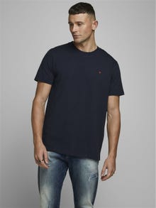 Jack & Jones Bisiklet Yaka RDD Tişört-Basıc - REG FIT - MELANGE -Navy Blazer - 12154311