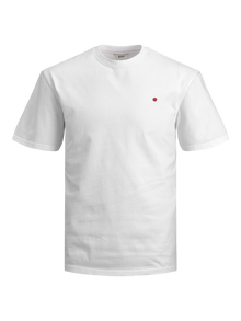 Jack & Jones Bisiklet Yaka RDD Tişört-Basıc - REG FIT - MELANGE -White - 12154311