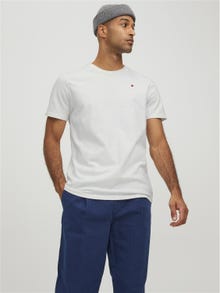 Jack & Jones Bisiklet Yaka RDD Tişört-Basıc - REG FIT - MELANGE -White - 12154311