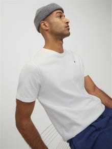 Jack & Jones Bisiklet Yaka RDD Tişört-Basıc - REG FIT - MELANGE -White - 12154311