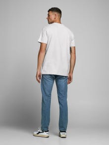 Jack & Jones Bisiklet Yaka RDD Tişört-Basıc - REG FIT - MELANGE -White Melange - 12154311