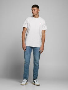 Jack & Jones Bisiklet Yaka RDD Tişört-Basıc - REG FIT - MELANGE -White Melange - 12154311