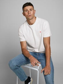Jack & Jones Bisiklet Yaka RDD Tişört-Basıc - REG FIT - MELANGE -White Melange - 12154311