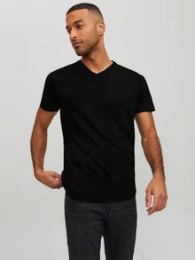 Jack & Jones Erkek Bisiklet Yaka Basıc Tişört - Organıc -Black - 12156102