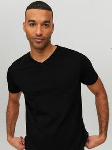 Jack & Jones Erkek Bisiklet Yaka Basıc Tişört - Organıc -Black - 12156102