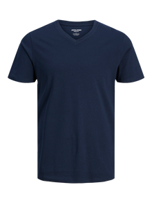 Jack & Jones Erkek Bisiklet Yaka Basıc Tişört - Organıc -Navy Blazer - 12156102