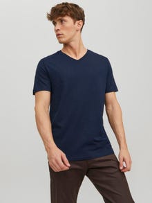 Jack & Jones Erkek Bisiklet Yaka Basıc Tişört - Organıc -Navy Blazer - 12156102