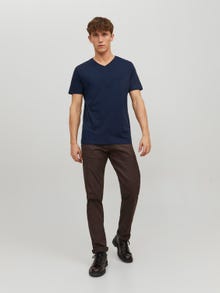 Jack & Jones Erkek Bisiklet Yaka Basıc Tişört - Organıc -Navy Blazer - 12156102