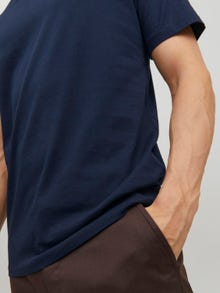 Jack & Jones Erkek Bisiklet Yaka Basıc Tişört - Organıc -Navy Blazer - 12156102