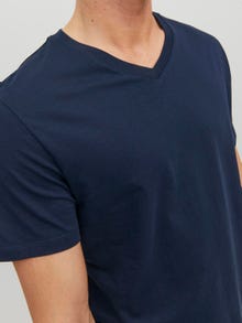Jack & Jones Erkek Bisiklet Yaka Basıc Tişört - Organıc -Navy Blazer - 12156102
