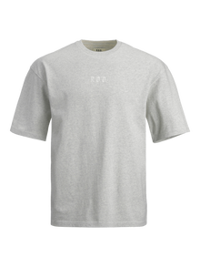 Jack & Jones Erkek RDD Logo İşlemeli Tişört - Color -White Melange - 12193889