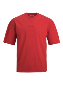 Jack & Jones Erkek RDD Logo İşlemeli Tişört - Color -Pompeian Red - 12193889