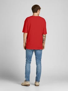 Jack & Jones Erkek RDD Logo İşlemeli Tişört - Color -Pompeian Red - 12193889