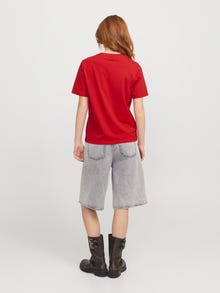 Jack & Jones Kadın Bisiklet Yaka Tişört - Anna -Racing Red - 12200182