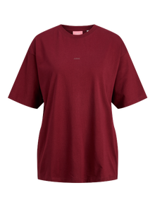Jack & Jones Kadın Minimal JJXX Logolu Kısa Kollu Tişört - Andrea -Cabernet - 12205777