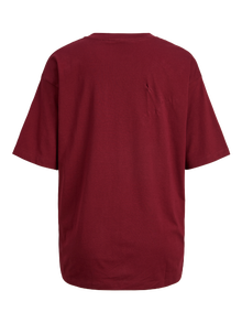Jack & Jones Kadın Minimal JJXX Logolu Kısa Kollu Tişört - Andrea -Cabernet - 12205777
