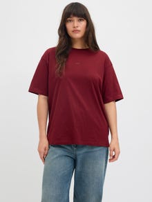 Jack & Jones Kadın Minimal JJXX Logolu Kısa Kollu Tişört - Andrea -Cabernet - 12205777