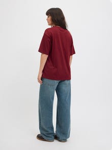 Jack & Jones Kadın Minimal JJXX Logolu Kısa Kollu Tişört - Andrea -Cabernet - 12205777