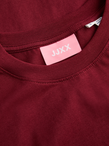 Jack & Jones Kadın Minimal JJXX Logolu Kısa Kollu Tişört - Andrea -Cabernet - 12205777