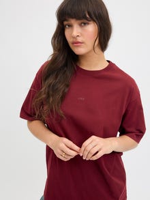 Jack & Jones Kadın Minimal JJXX Logolu Kısa Kollu Tişört - Andrea -Cabernet - 12205777