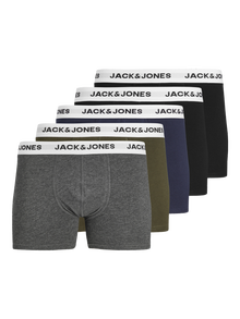 Jack & Jones Erkek Logolu Beli Lastikli 5'li Boxer Paketi - Basıc -Forest Night - 12214455