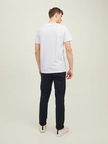 Jack & Jones Erkek Bisiklet Yaka Logo Baskili Tişört - Bluarchıe -White - 12217167