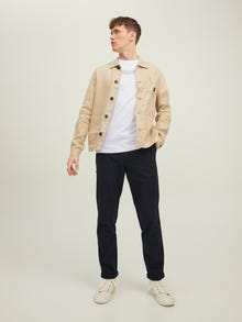 Jack & Jones Erkek Bisiklet Yaka Logo Baskili Tişört - Bluarchıe -White - 12217167