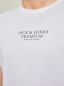Jack & Jones Erkek Bisiklet Yaka Logo Baskili Tişört - Bluarchıe -White - 12217167