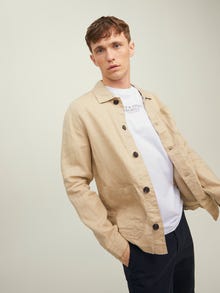 Jack & Jones Erkek Bisiklet Yaka Logo Baskili Tişört - Bluarchıe -White - 12217167