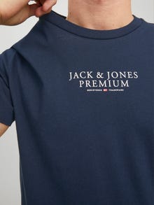 Jack & Jones Erkek Bisiklet Yaka Logo Baskili Tişört - Bluarchıe -Navy Blazer - 12217167