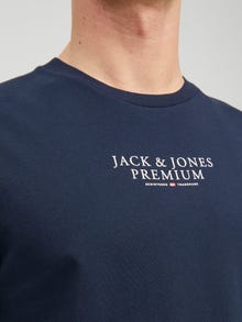 Jack & Jones Erkek Bisiklet Yaka Logo Baskili Tişört - Bluarchıe -Navy Blazer - 12217167