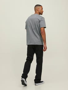 Jack & Jones Erkek RDD Logolu Tişört - Eddy Patch -Light Grey Melange - 12218237