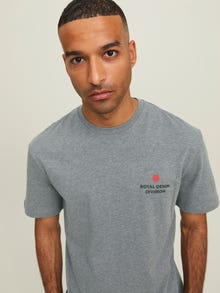 Jack & Jones Erkek RDD Logolu Tişört - Eddy Patch -Light Grey Melange - 12218237