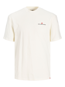 Jack & Jones Erkek RDD Logolu Tişört - Eddy Patch -Egret - 12218237