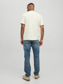 Jack & Jones Erkek RDD Logolu Tişört - Eddy Patch -Egret - 12218237